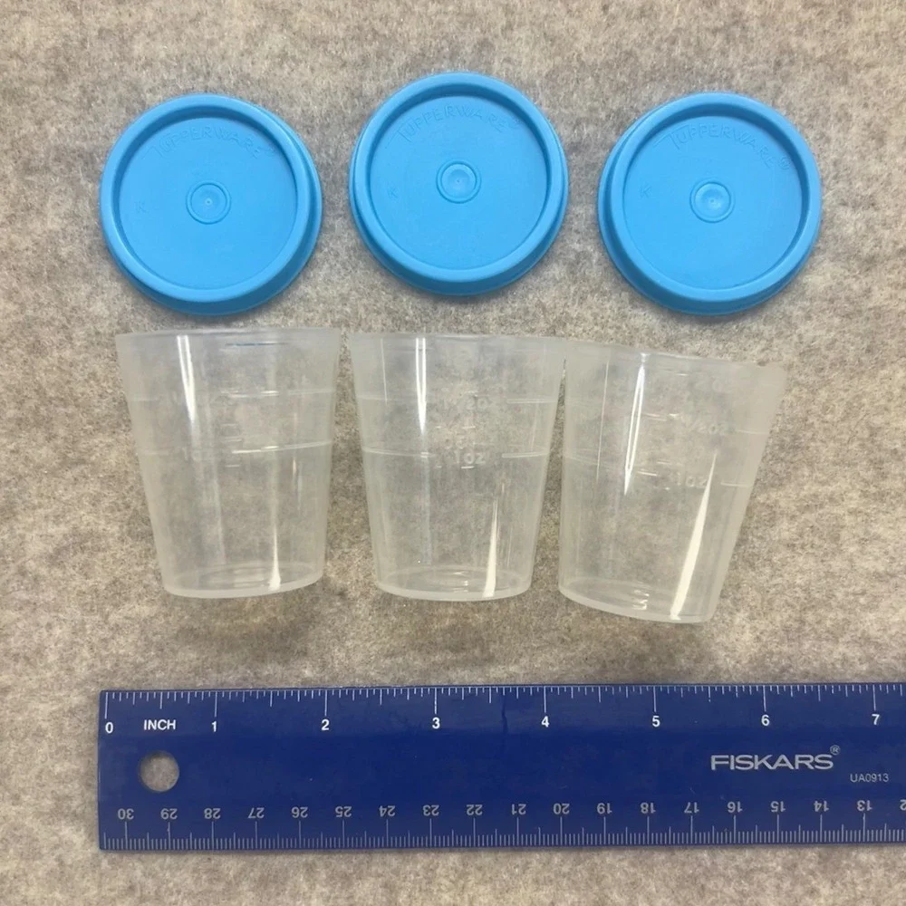 Tupperware Mini Midget Containers Set of 3 2oz Clear Blue New 4789A